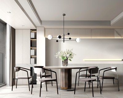 现代餐厅3D模型下载